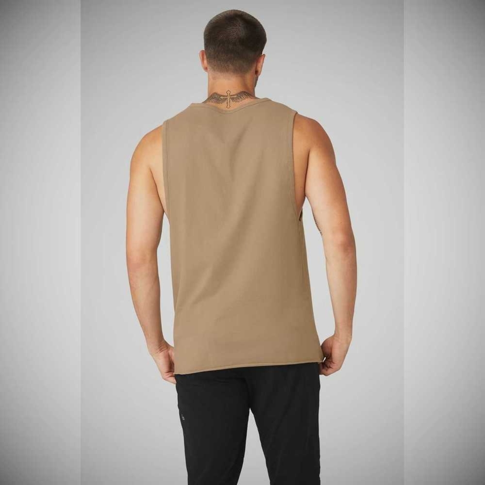 Tank Top Alo Yoga Society Hombre Marrom | MX-15ONMX