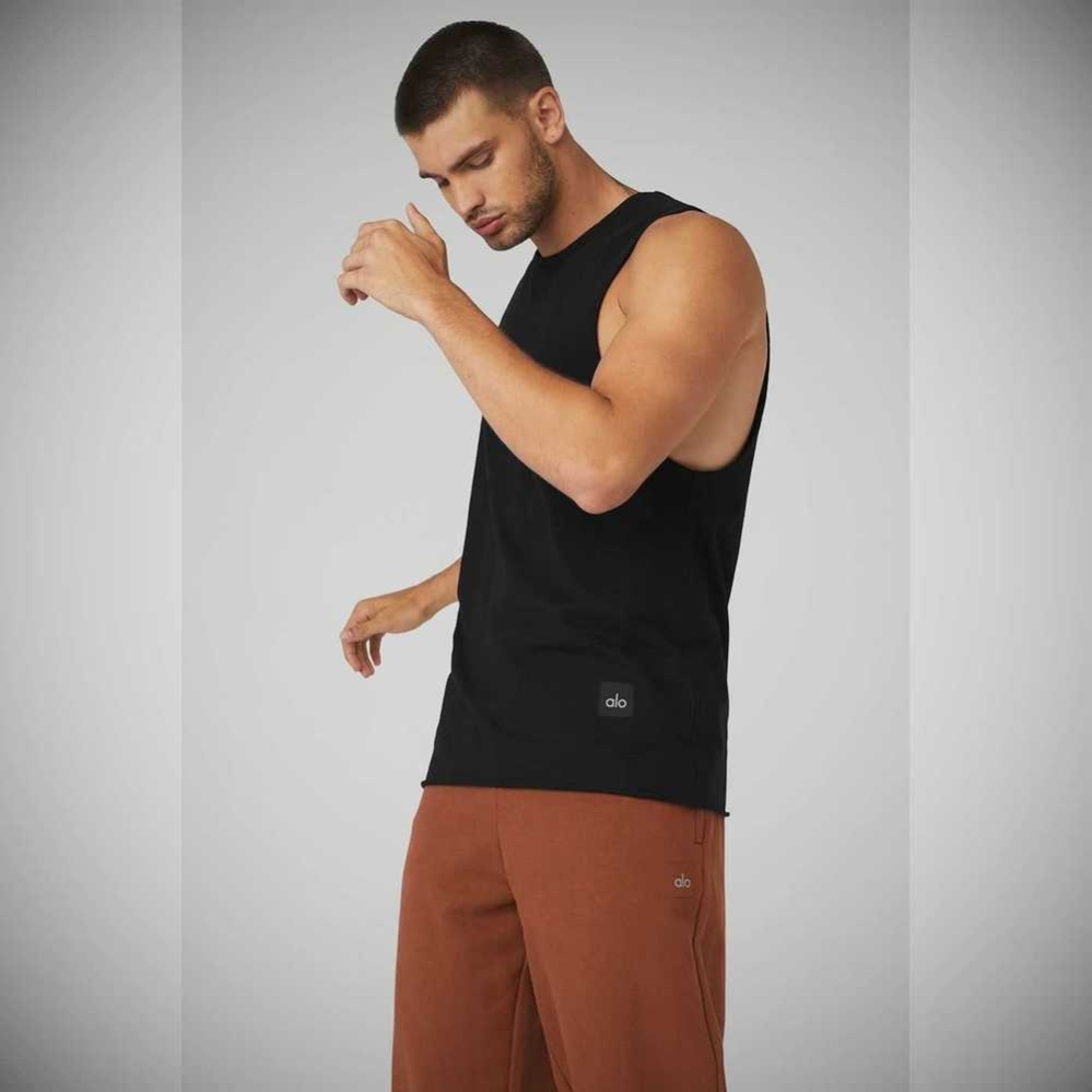 Tank Top Alo Yoga Society Hombre Negros | MX-79GXHC