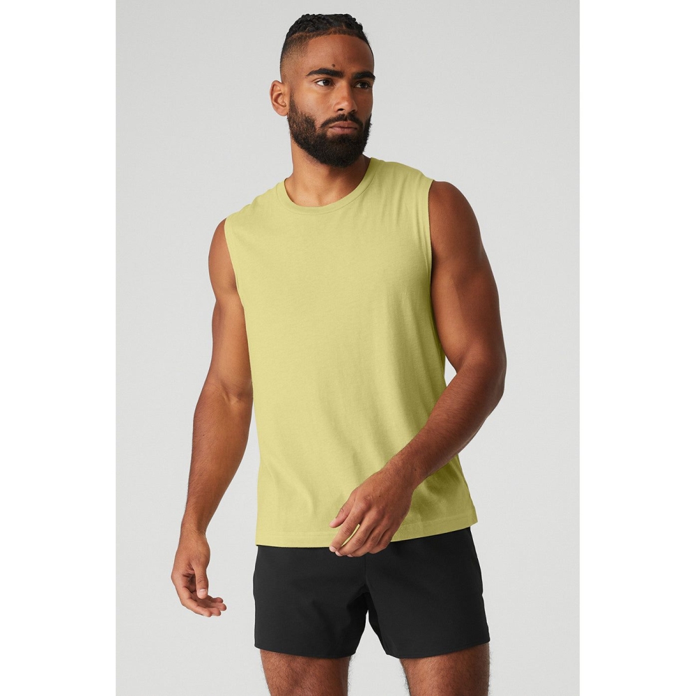 Tank Top Alo Yoga The Triumph Muscle Hombre Grises Amarillos | MX-29PRHA