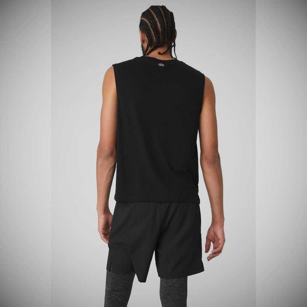 Tank Top Alo Yoga The Triumph Muscle Hombre Negros | MX-32FDCO