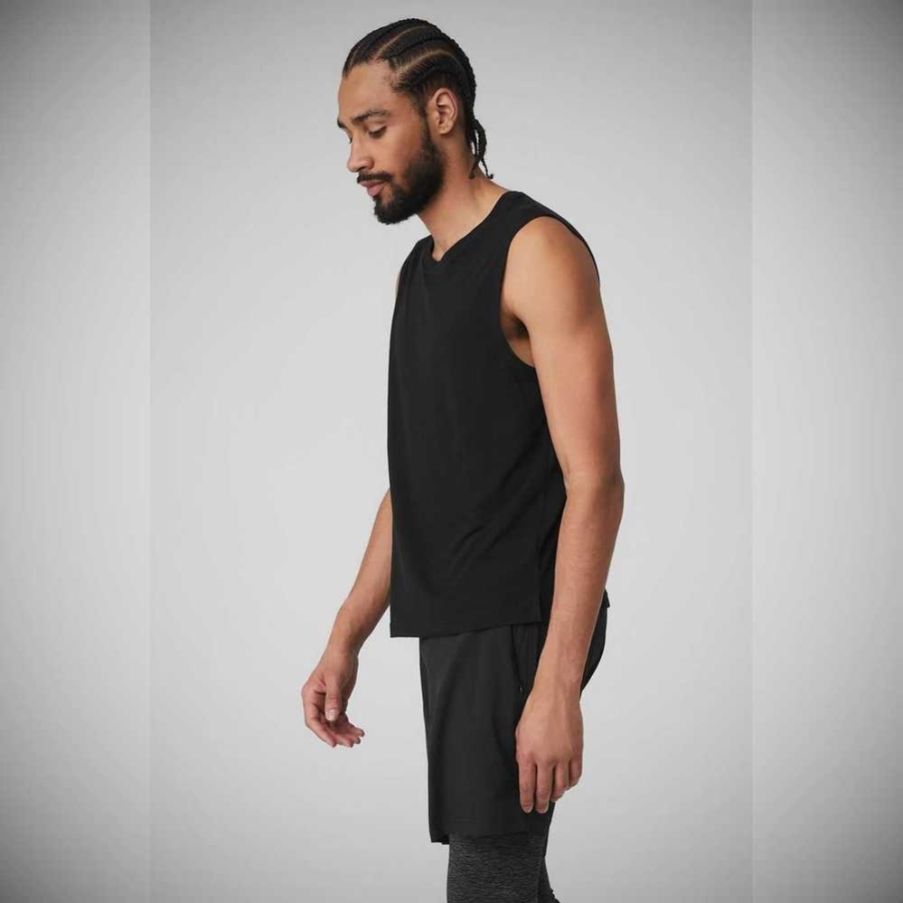 Tank Top Alo Yoga The Triumph Muscle Hombre Negros | MX-32FDCO