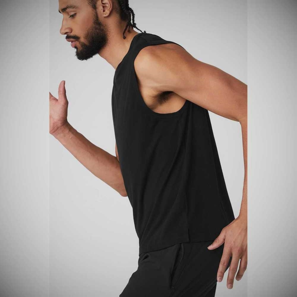 Tank Top Alo Yoga The Triumph Muscle Hombre Negros | MX-32FDCO