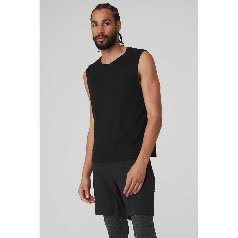 Tank Top Alo Yoga The Triumph Muscle Hombre Negros | MX-32FDCO