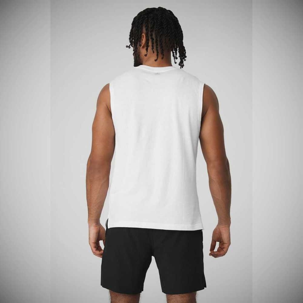 Tank Top Alo Yoga The Triumph Muscle Hombre Blancos | MX-45ZBKA