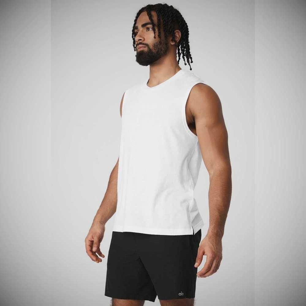 Tank Top Alo Yoga The Triumph Muscle Hombre Blancos | MX-45ZBKA