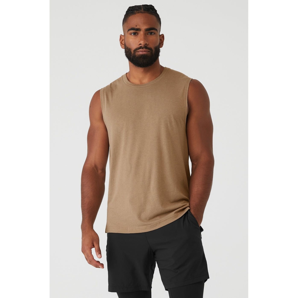 Tank Top Alo Yoga The Triumph Muscle Hombre Marrom | MX-68CGET