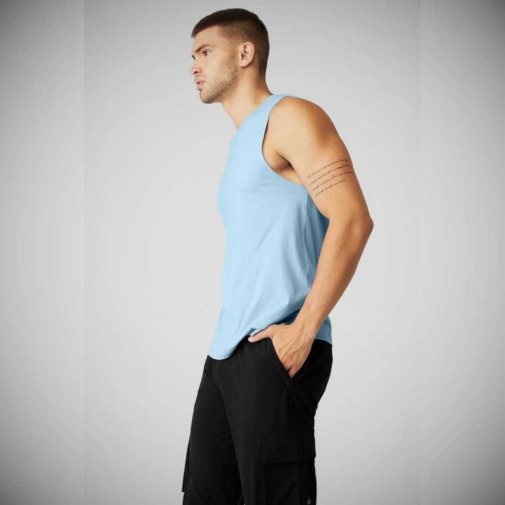 Tank Top Alo Yoga The Triumph Muscle Hombre Azules | MX-96MAZR