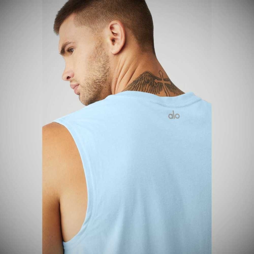 Tank Top Alo Yoga The Triumph Muscle Hombre Azules | MX-96MAZR