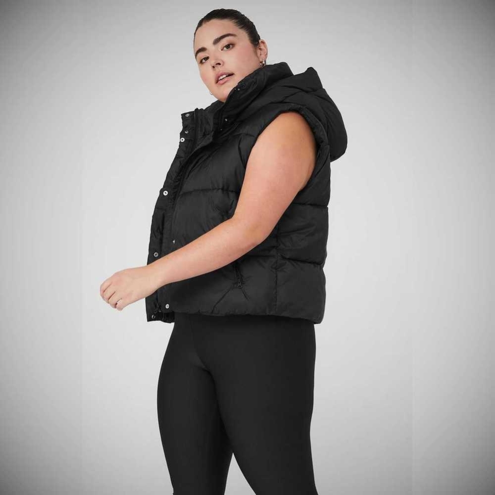 Vests Alo Yoga Gold Rush Puffer Mujer Negros | MX-80KORV