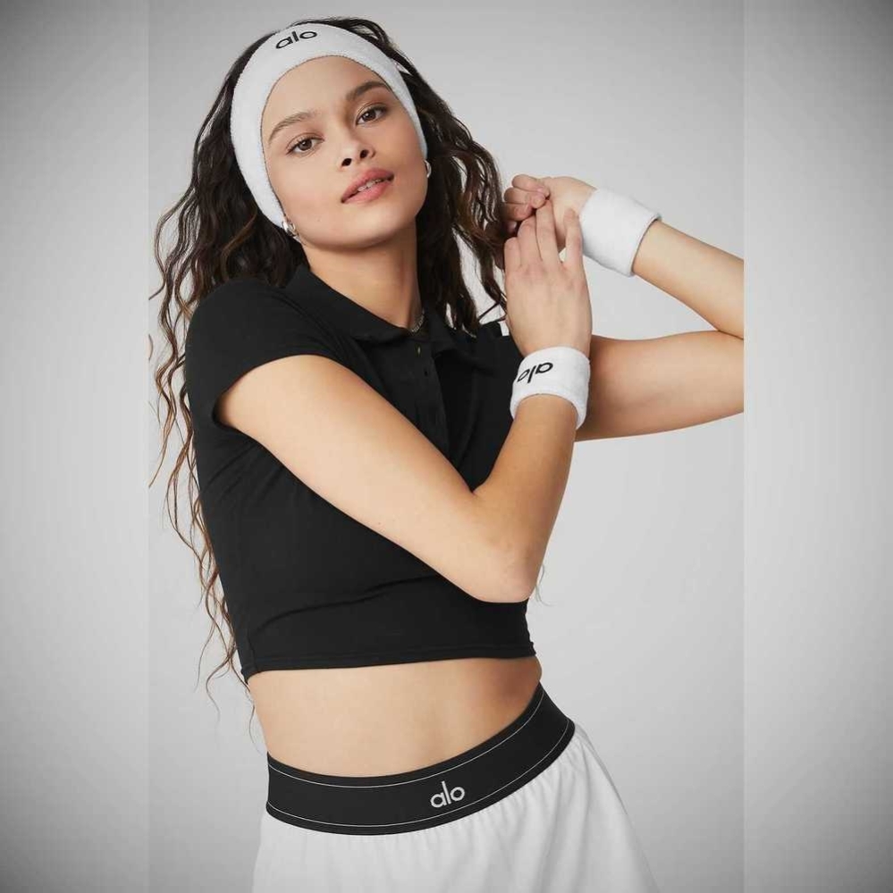 Wristband Alo Yoga Glow Sweatband (2-Pack) Mujer Negros Blancos | MX-04KQEX