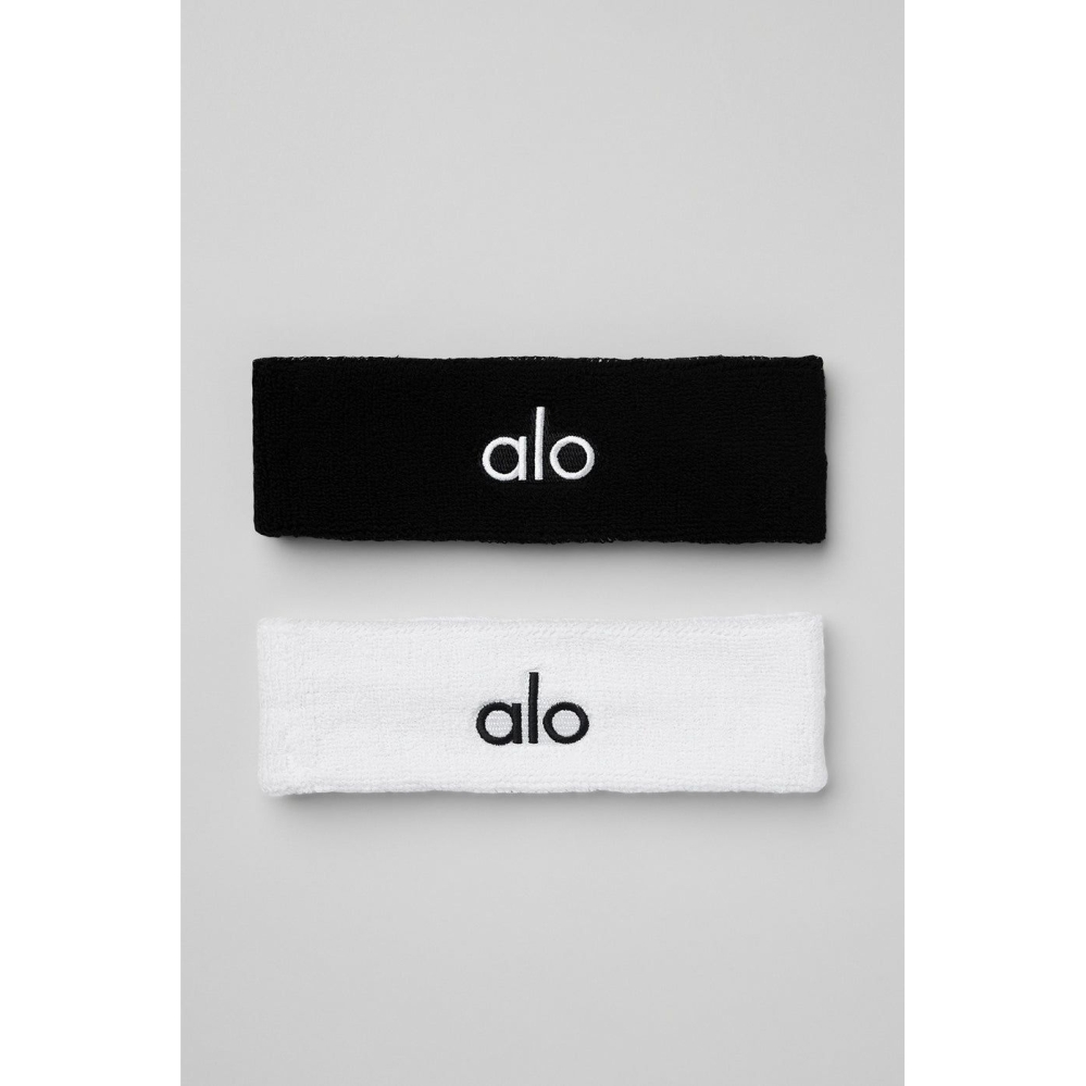 Wristband Alo Yoga Glow Sweatband (2-Pack) Mujer Negros Blancos | MX-04KQEX